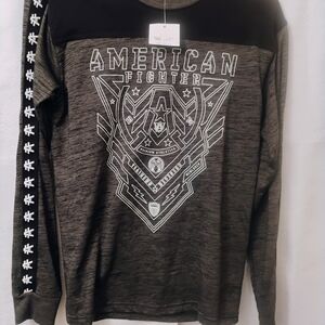 American Fighter Boy's Charcoal and Black Long Sleeve Tee
